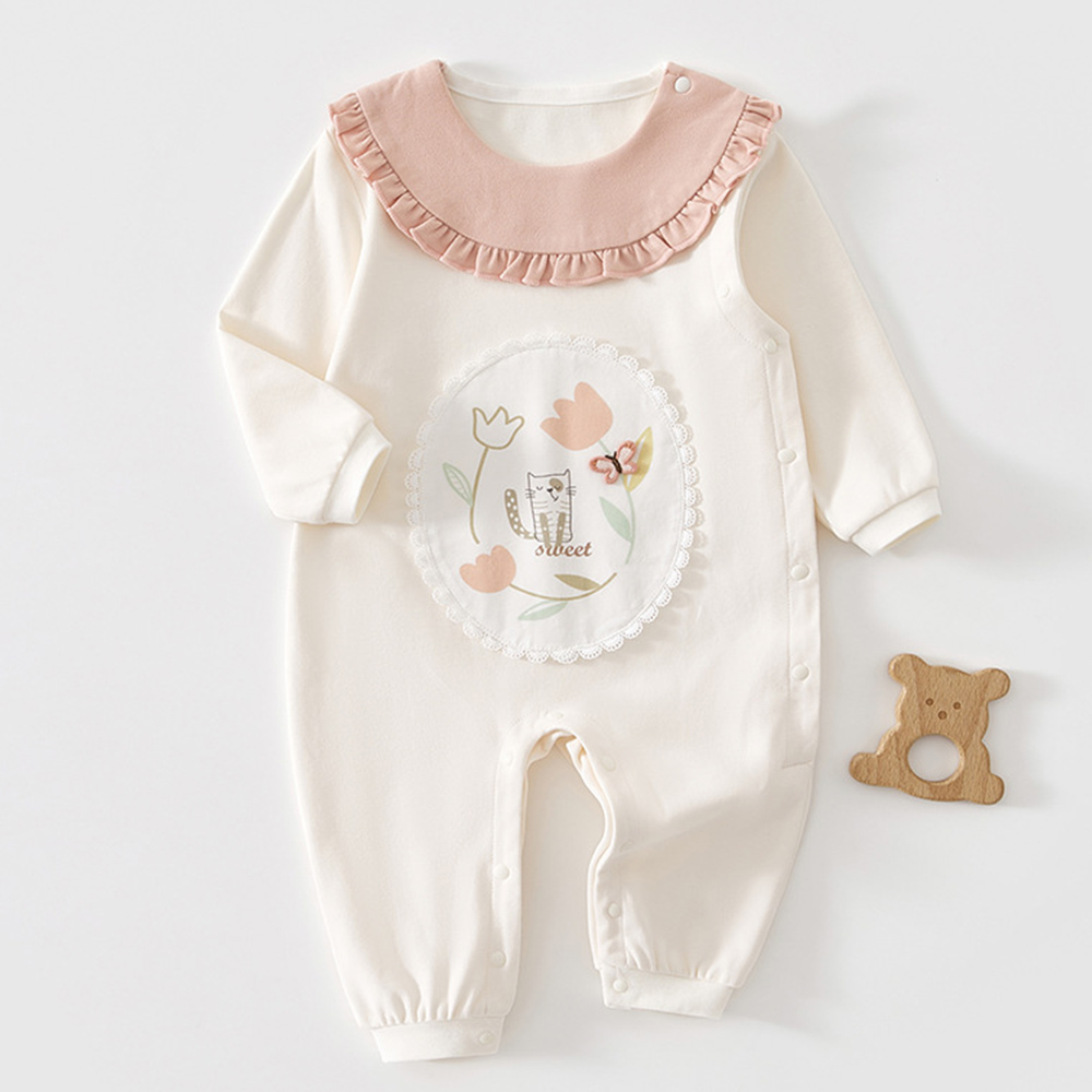 Baby Xmas Clothing - Bébé noël Onesies coton volants Floral
