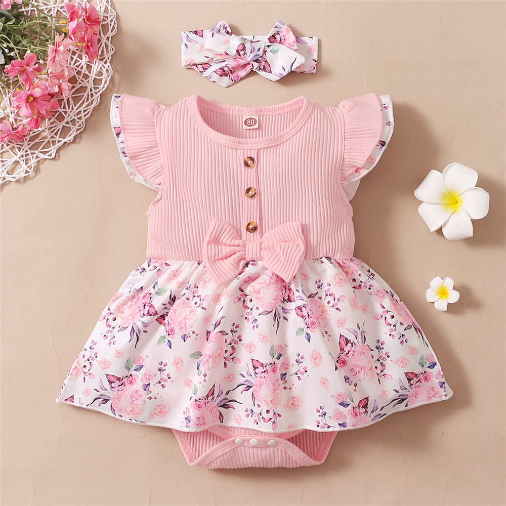 Baby Clothing Online - Robe barboteuse florale pour bébé fille