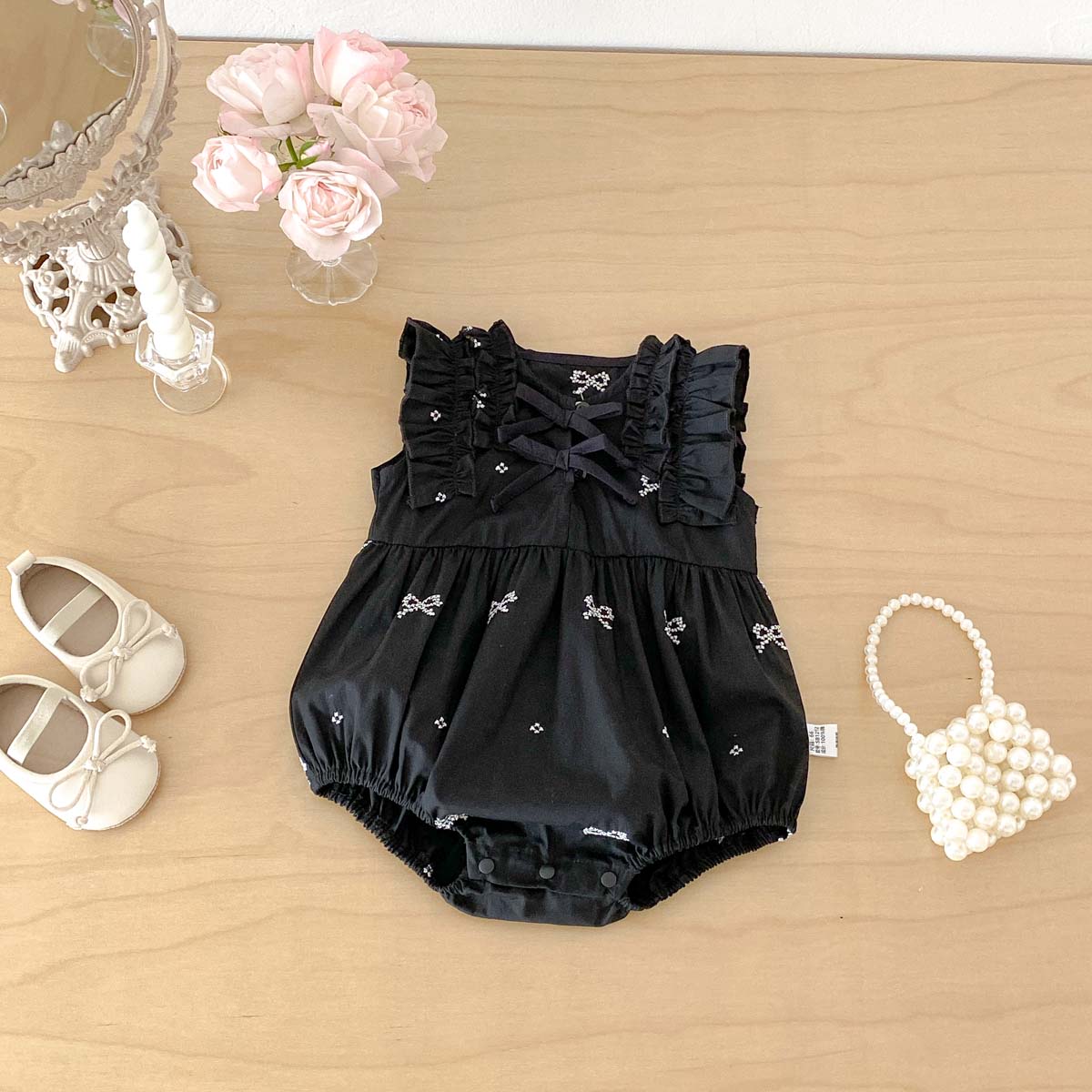 Baby Clothing Online - Combinaison noire à imprimé nœud pour